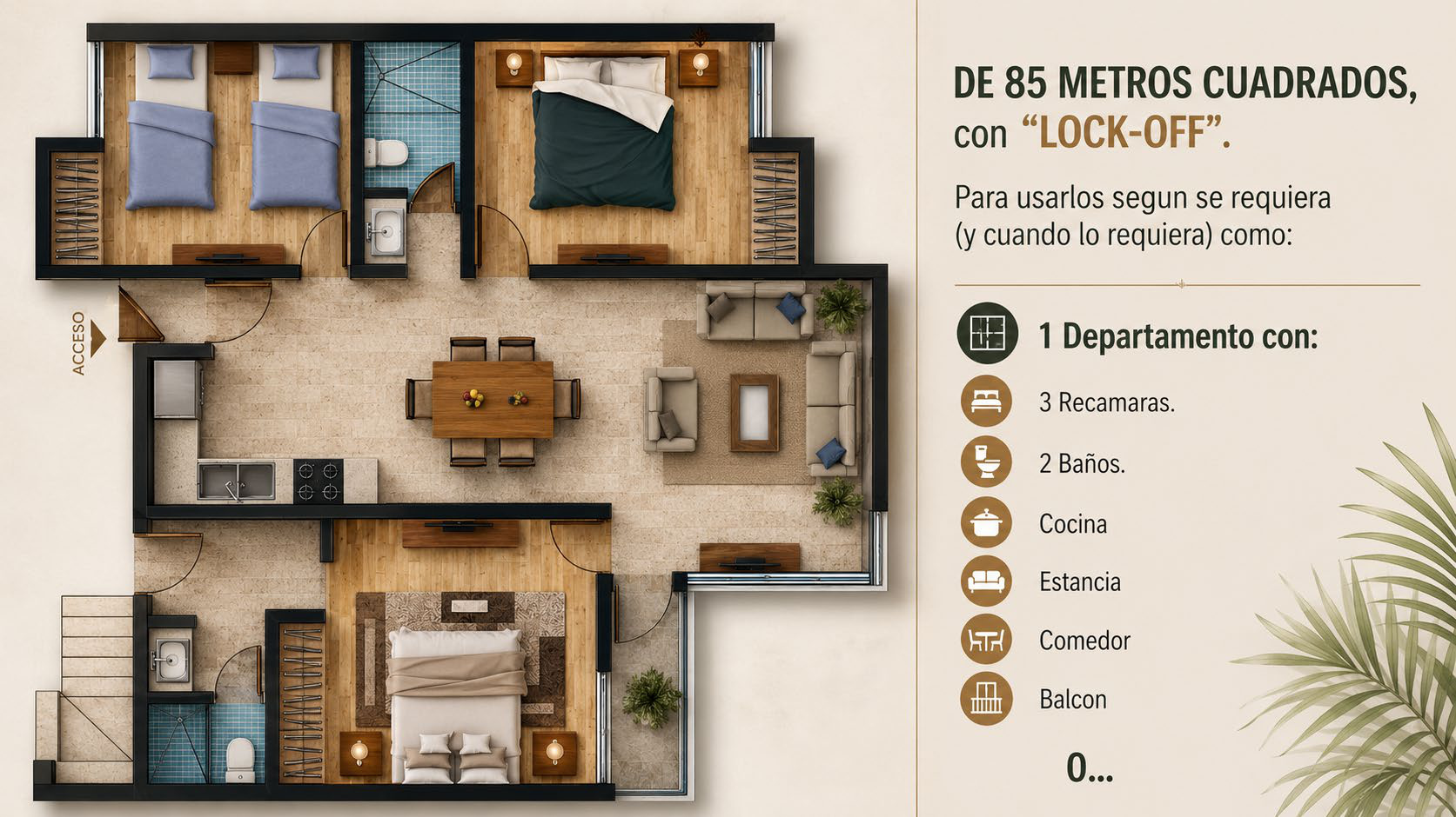 Plano del departamento de 85 metros cuadrados de San Benito 24